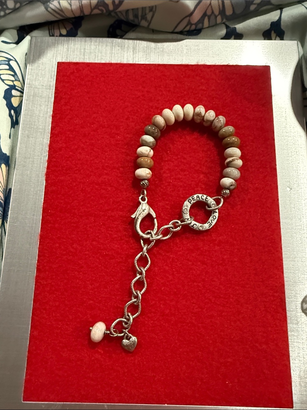 Brighton "Art & Soul" Peace, Love, & Joy Natural Jasper Beaded Bracelet